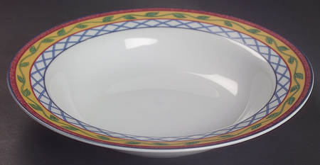 Trellis Rose Large Rim Soup Bowl