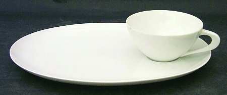6600 White Snack Plate & Cup Set