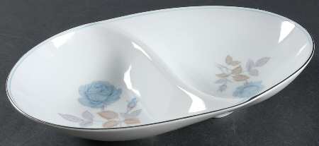 Alice Blue 11" Oval Divided Vegetable Bowl
