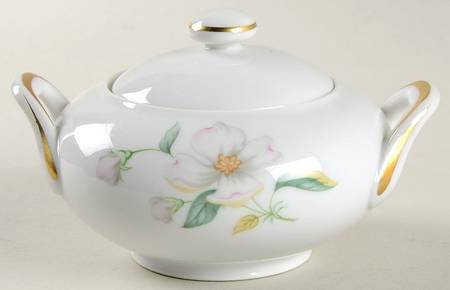 Apple Blossom (Fine China, Coupe Shape) Sugar Bowl & Lid