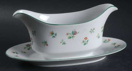 April Flowers Gravy Boat with Attached Underplate