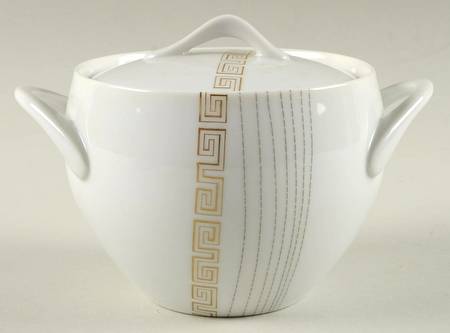 Apollo (Gold On White with Black) Sugar Bowl & Lid