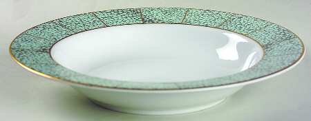 Arabesque Green Large Rim Soup Bowl