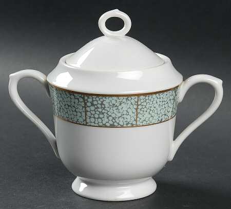 Arabesque Green Sugar Bowl & Lid