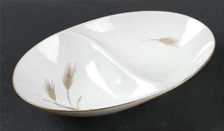 Autumn Gold 11" Oval Divided Vegetable Bowl