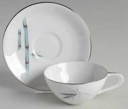 Bamboo Green Flat Cup & Saucer Set