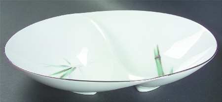 Bamboo Green 11" Oval Divided Vegetable Bowl
