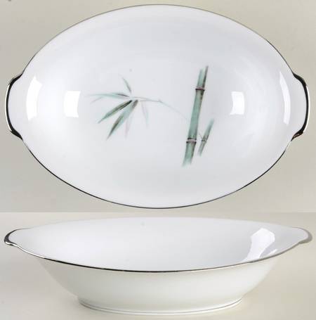 Bamboo Green 10" Oval Vegetable Bowl