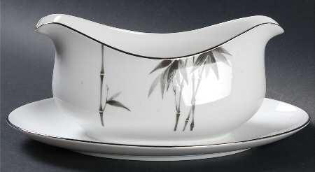Black Bamboo Gravy Boat with Attached Underplate