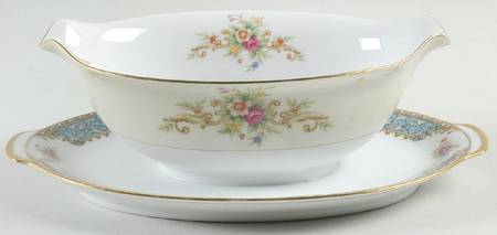 Blue Dawn Gravy Boat with Attached Underplate