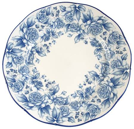 Blue Damask 12" Chop Plate (Round Platter)
