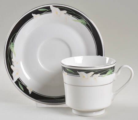 Black Fantasy Footed Cup & Saucer Set