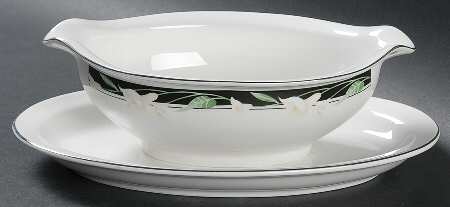 Black Fantasy Gravy Boat with Attached Underplate