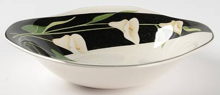 Black Lilies (Quadrille) 9" Round Vegetable Bowl