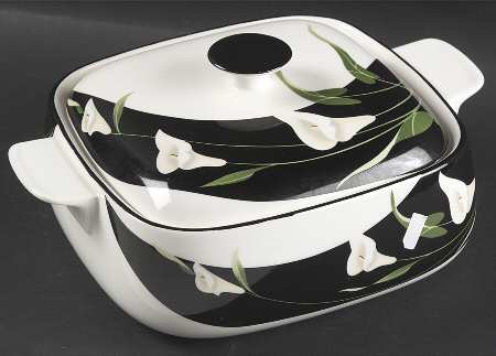 Black Lilies (Quadrille) Square Covered Vegetable
