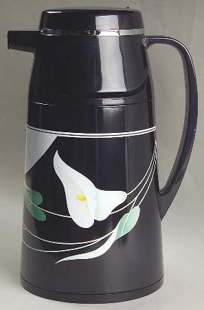 Black Lilies (Quadrille) Plastic Thermos/Carafe & Lid