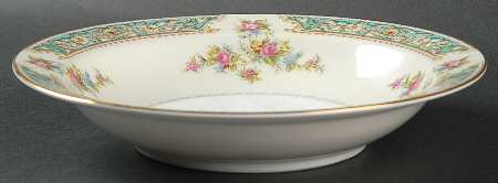 Blue Rose Rim Soup Bowl