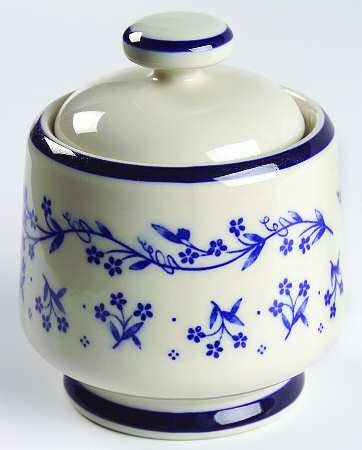 Bouquet Blue Sugar Bowl & Lid