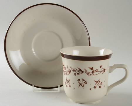 Bouquet Brown Flat Cup & Saucer Set