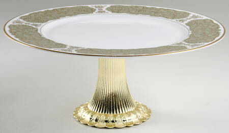 Chantilly (Gold Trim) Cake Stand with 4"-5" Metal Pedestal  Hc