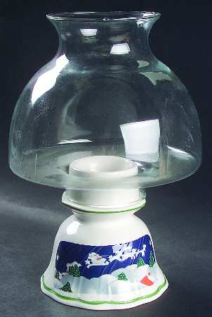 Christmas Eve (Swirl Edge) Hurricane Lamp & Globe