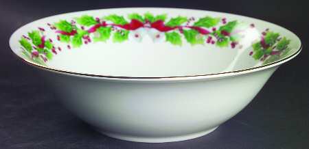 Christmas Holly 9" Round Vegetable Bowl