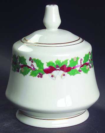 Christmas Holly Sugar Bowl & Lid