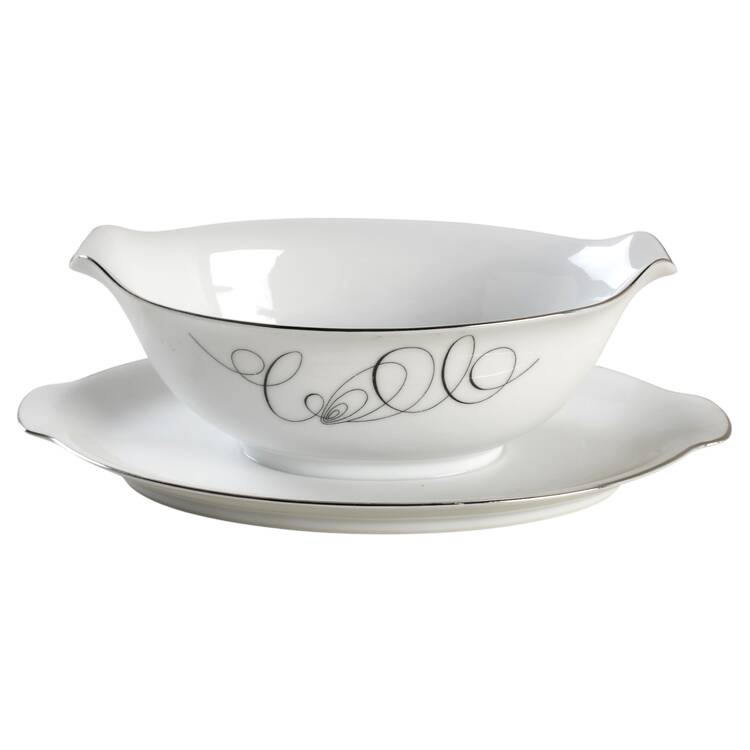 Contemporary Gravy Boat with Attached Underplate