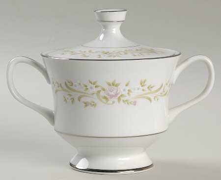 Cotillion Pink Green Floral Sugar Bowl & Lid