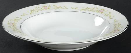Cotillion Pink Green Floral Rim Soup Bowl