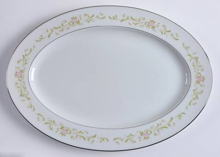 Cotillion Pink Green Floral 12" Oval Serving Platter