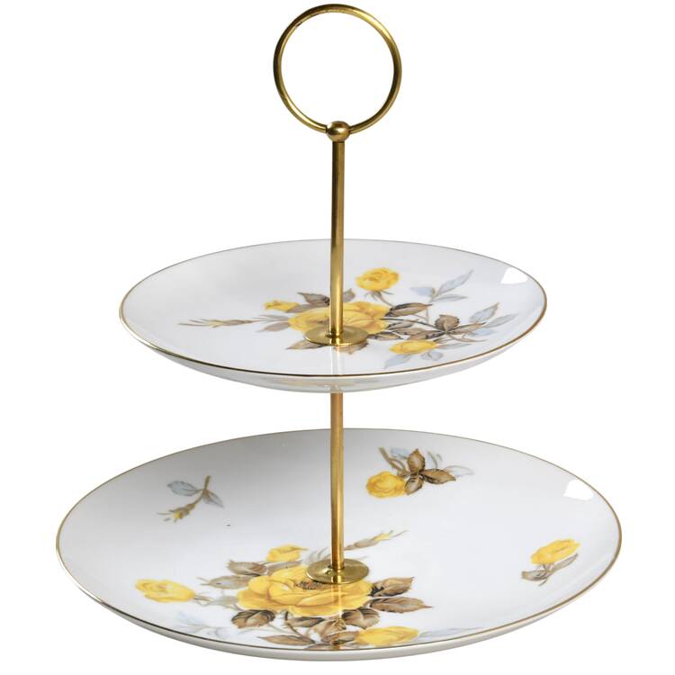 Cotillion Yellow Rose (Coupe) 2 Tiered Serving Tray (Dinner & Salad Plate)