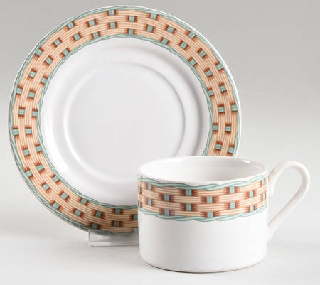 Country Wicker Flat Cup & Saucer Set