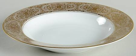 Damask (Gold Trim) Rim Soup Bowl