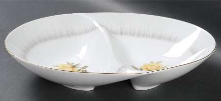 Dawn (Gold Trim) 11" Oval Divided Vegetable Bowl