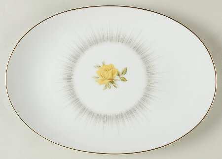 Dawn (Gold Trim) 12" Oval Serving Platter