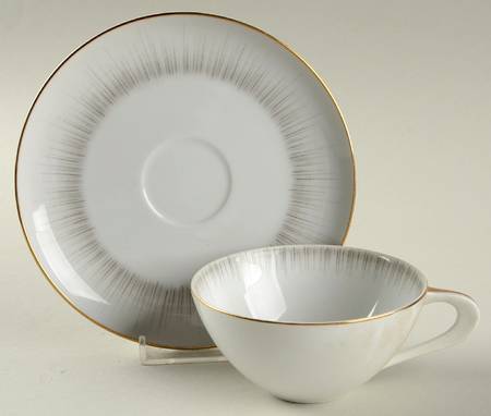 Dawn (Gold Trim) Flat Cup & Saucer Set