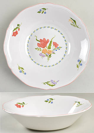 Dijon (Inner Blue Floral Ring) 8" Round Vegetable Bowl