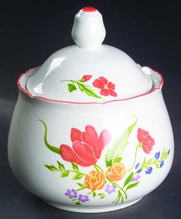 Dijon (Inner Blue Floral Ring) Sugar Bowl & Lid