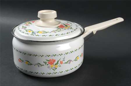 Dijon (Inner Blue Floral Ring) 2 Quart Metal Covered Saucepan