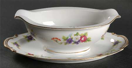 Dresden Rose Gravy Boat with Attached Underplate