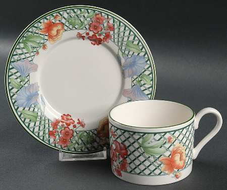 Emerald Garden Flat Cup & Saucer Set