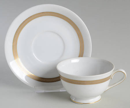 Empress (White with Gold Design) Footed Cup & Saucer Set