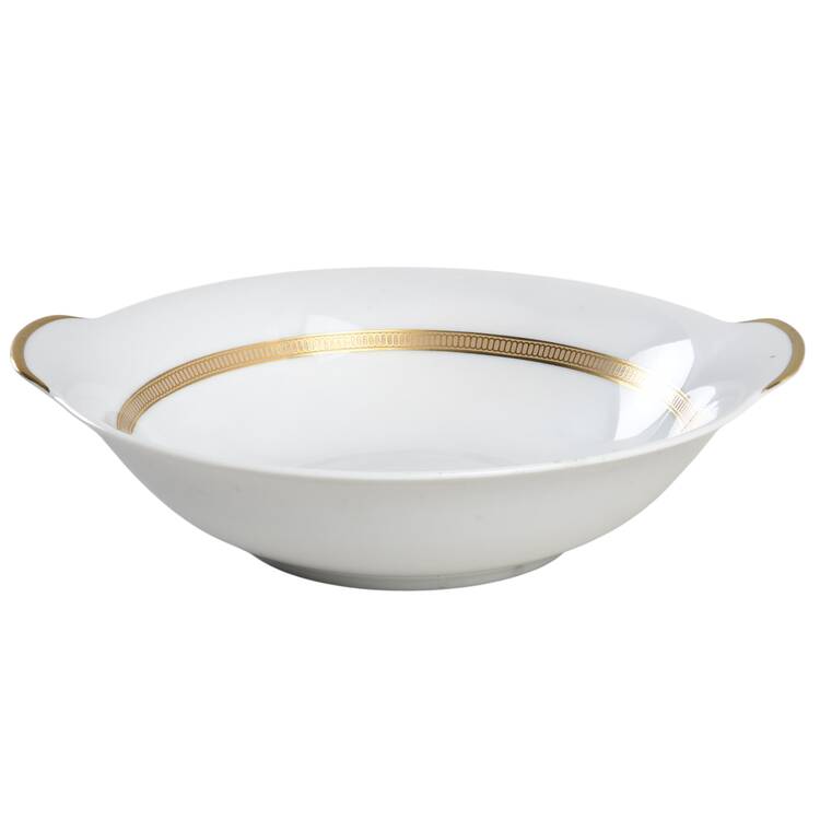 Empress (White with Gold Design) 8" Round Vegetable Bowl