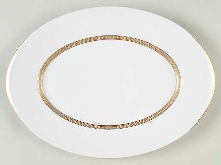 Empress (White with Gold Design) 12" Oval Serving Platter