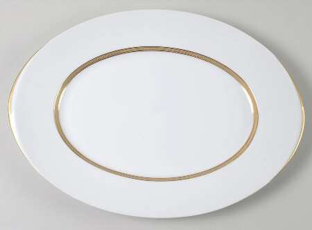 Empress (White with Gold Design) 16" Oval Serving Platter