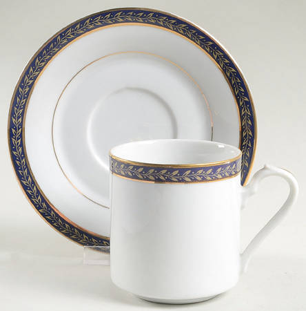 Empress (Cobalt with Gold Design) Flat Cup & Saucer Set