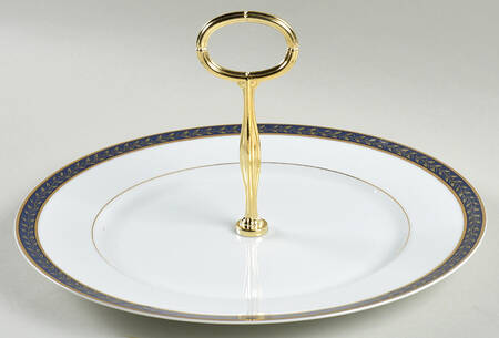 Empress (Cobalt with Gold Design) Round Serving Plate with Center Handle (Dp) Hc