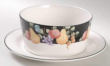 Fanciful Fruit Gravy Boat with Attached Underplate