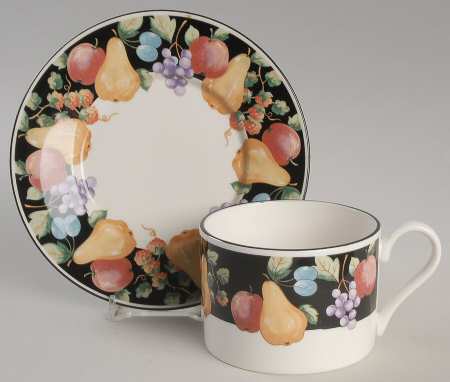 Fanciful Fruit Flat Cup & Saucer Set